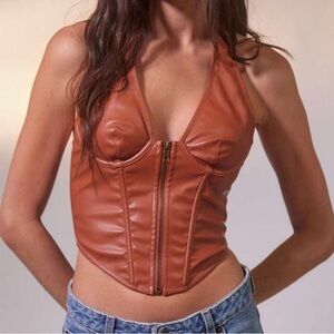 Brown leather corset